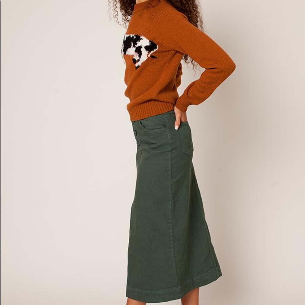 Rachel Antonoff Carlotta Green  Denim Skirt Size 4 - Picture 3 of 10
